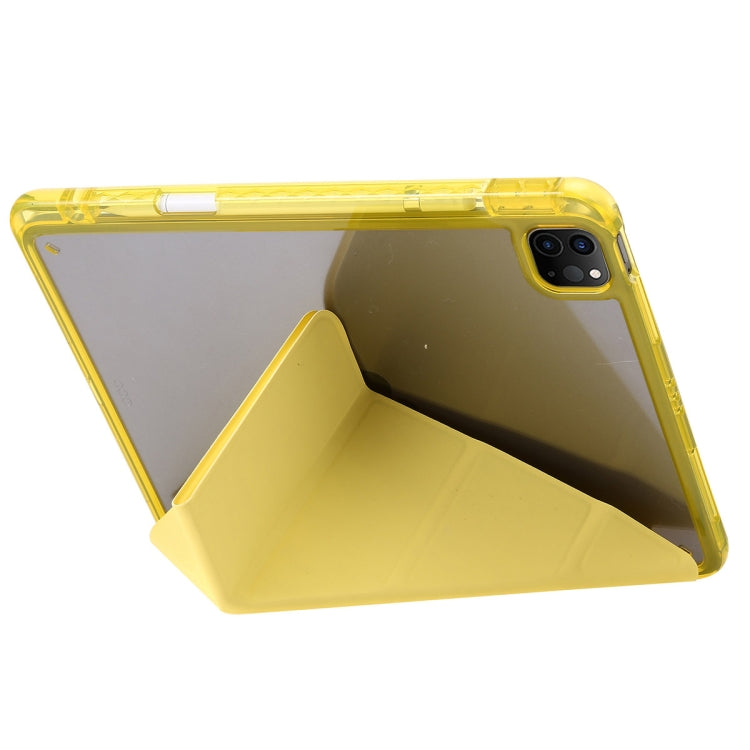 For iPad Pro 13 2025 / 2024 Clear Acrylic Deformation Leather Tablet Case(Yellow) by buy2fix