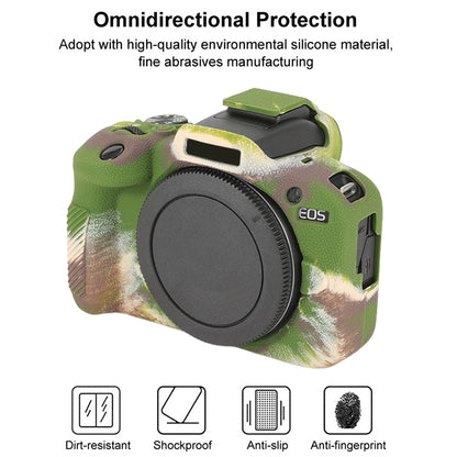 For Canon EOS R100 Litchi Texture Soft Silicone Protective Case(Camouflage) by buy2fix