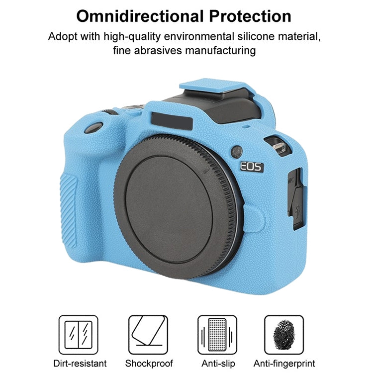 For Canon EOS R100 Litchi Texture Soft Silicone Protective Case(Blue) by buy2fix