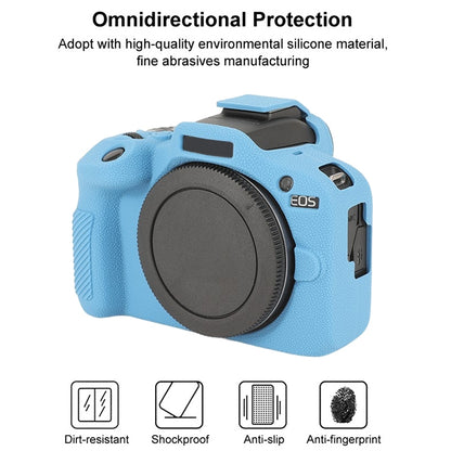 For Canon EOS R100 Litchi Texture Soft Silicone Protective Case(Blue) by buy2fix