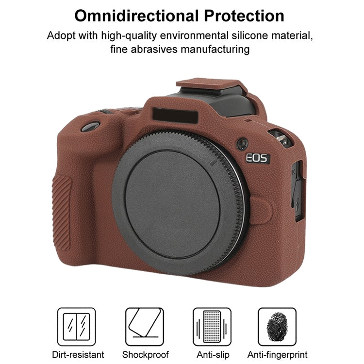 For Canon EOS R100 Litchi Texture Soft Silicone Protective Case(Coffee) by buy2fix