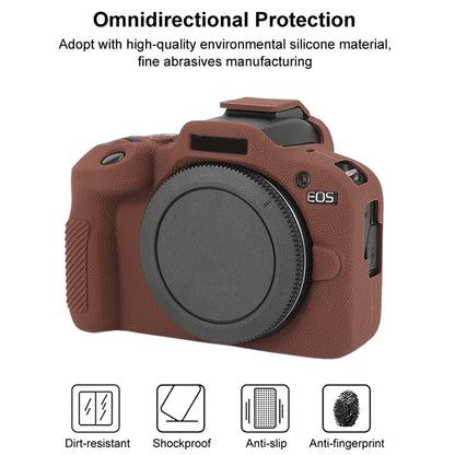 For Canon EOS R100 Litchi Texture Soft Silicone Protective Case(Coffee) by buy2fix