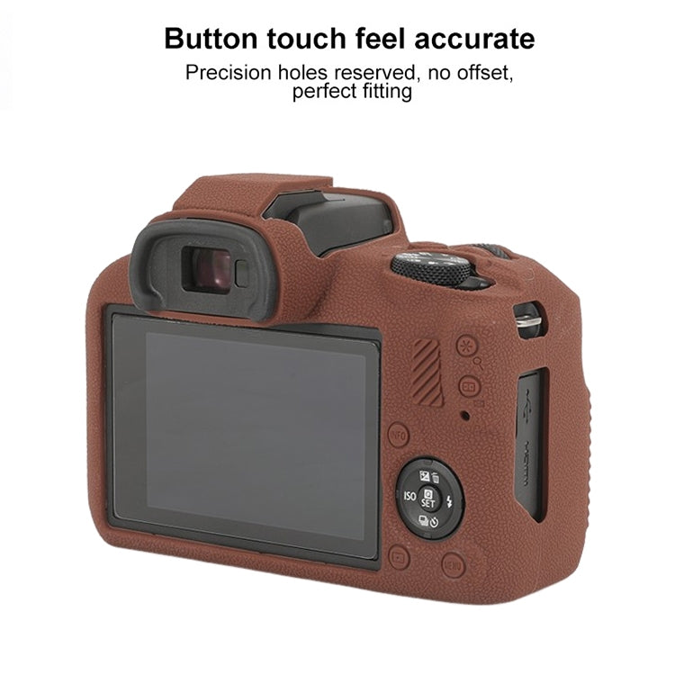 For Canon EOS R100 Litchi Texture Soft Silicone Protective Case(Coffee) by buy2fix