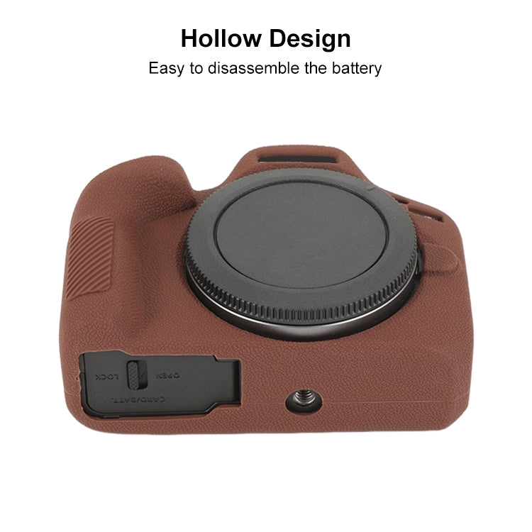 For Canon EOS R100 Litchi Texture Soft Silicone Protective Case(Coffee) by buy2fix
