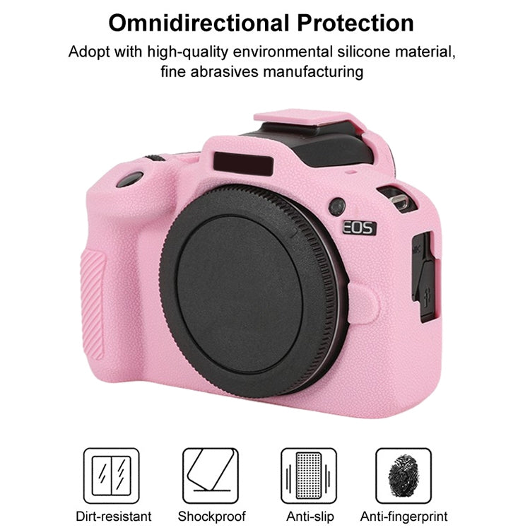 For Canon EOS R100 Litchi Texture Soft Silicone Protective Case(Pink) by buy2fix