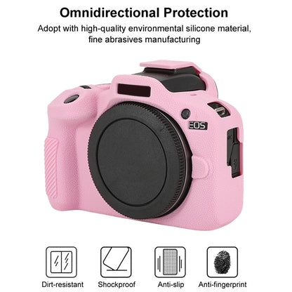 For Canon EOS R100 Litchi Texture Soft Silicone Protective Case(Pink) by buy2fix