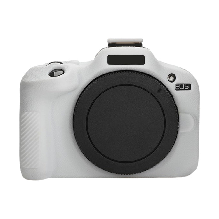 For Canon EOS R100 Litchi Texture Soft Silicone Protective Case(White) by buy2fix