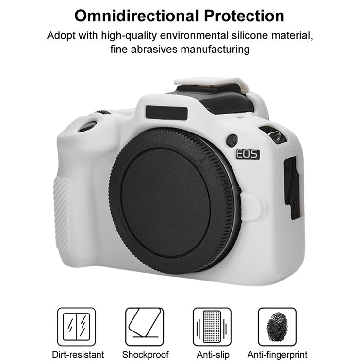 For Canon EOS R100 Litchi Texture Soft Silicone Protective Case(White) by buy2fix