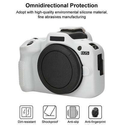 For Canon EOS R100 Litchi Texture Soft Silicone Protective Case(White) by buy2fix