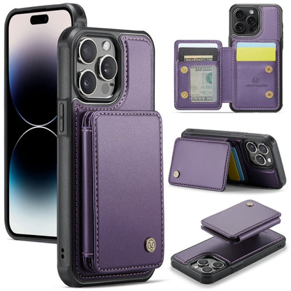 For iPhone 14 Pro Max JEEHOOD J05 Business Magnetic Style RFID Leather Phone Case(Purple) - iPhone 14 Pro Max Cases by JEEHOOD | Online Shopping UK | buy2fix