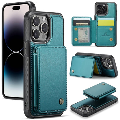 For iPhone 14 Pro Max JEEHOOD J05 Business Magnetic Style RFID Leather Phone Case(Blue Green) - iPhone 14 Pro Max Cases by JEEHOOD | Online Shopping UK | buy2fix