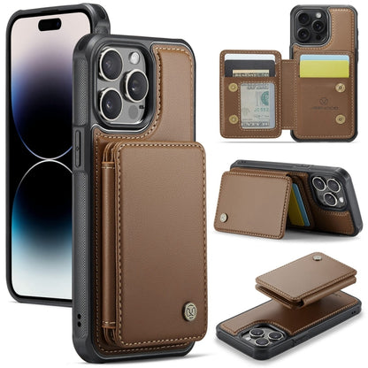 For iPhone 14 Pro JEEHOOD J05 Business Magnetic Style RFID Leather Phone Case(Brown) - iPhone 14 Pro Cases by JEEHOOD | Online Shopping UK | buy2fix