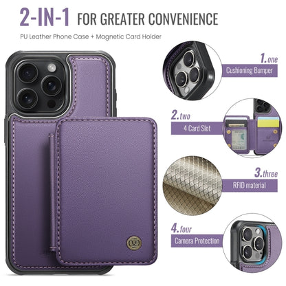 For iPhone 14 JEEHOOD J05 Business Magnetic Style RFID Leather Phone Case(Purple) - iPhone 14 Cases by JEEHOOD | Online Shopping UK | buy2fix