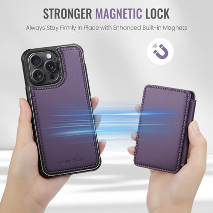 For iPhone 14 JEEHOOD J05 Business Magnetic Style RFID Leather Phone Case(Purple) - iPhone 14 Cases by JEEHOOD | Online Shopping UK | buy2fix