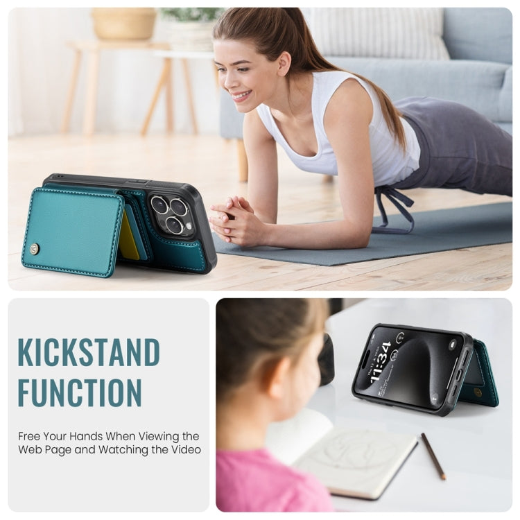 For iPhone 14 JEEHOOD J05 Business Magnetic Style RFID Leather Phone Case(Blue Green) - iPhone 14 Cases by JEEHOOD | Online Shopping UK | buy2fix