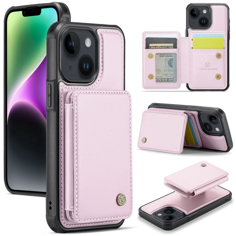 For iPhone 14 JEEHOOD J05 Business Magnetic Style RFID Leather Phone Case(Pink) - iPhone 14 Cases by JEEHOOD | Online Shopping UK | buy2fix