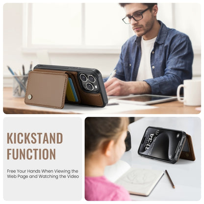 For iPhone 14 JEEHOOD J05 Business Magnetic Style RFID Leather Phone Case(Brown) - iPhone 14 Cases by JEEHOOD | Online Shopping UK | buy2fix