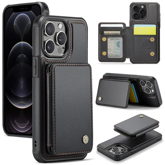 For iPhone 12 Pro Max JEEHOOD J05 Business Magnetic Style RFID Leather Phone Case(Black) - iPhone 12 Pro Max Cases by JEEHOOD | Online Shopping UK | buy2fix