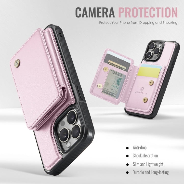 For iPhone 12 / 12 Pro JEEHOOD J05 Business Magnetic Style RFID Leather Phone Case(Pink) - iPhone 12 / 12 Pro Cases by JEEHOOD | Online Shopping UK | buy2fix
