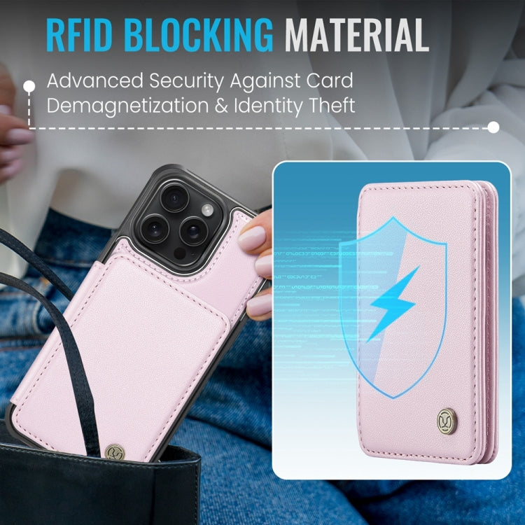 For iPhone 12 / 12 Pro JEEHOOD J05 Business Magnetic Style RFID Leather Phone Case(Pink) - iPhone 12 / 12 Pro Cases by JEEHOOD | Online Shopping UK | buy2fix