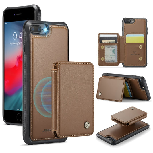 For iPhone 8 Plus / 7 Plus / 6 Plus JEEHOOD J05 Business Magnetic Style RFID Leather Phone Case(Brown) - More iPhone Cases by JEEHOOD | Online Shopping UK | buy2fix
