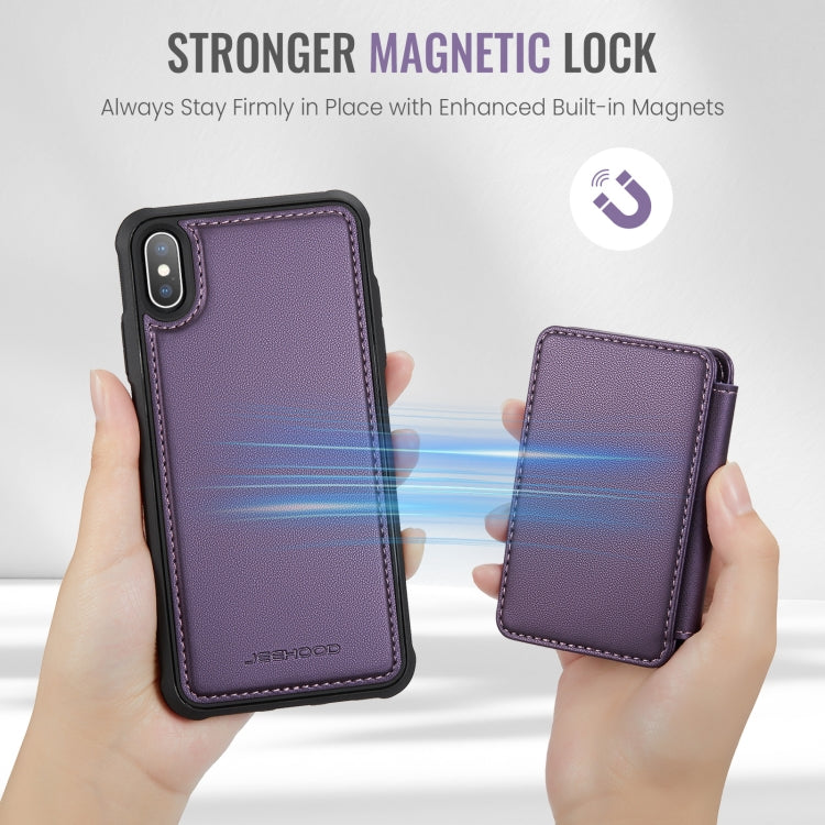 For iPhone X / XS JEEHOOD J05 Business Magnetic Style RFID Leather Phone Case(Purple) - More iPhone Cases by JEEHOOD | Online Shopping UK | buy2fix