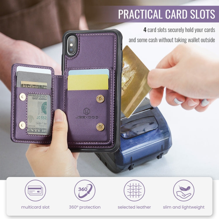 For iPhone X / XS JEEHOOD J05 Business Magnetic Style RFID Leather Phone Case(Purple) - More iPhone Cases by JEEHOOD | Online Shopping UK | buy2fix