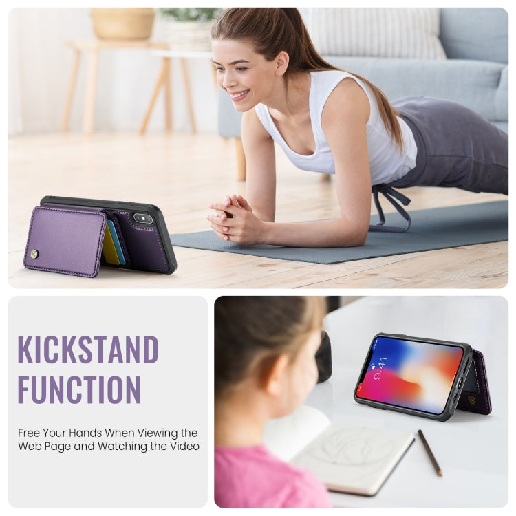 For iPhone X / XS JEEHOOD J05 Business Magnetic Style RFID Leather Phone Case(Purple) - More iPhone Cases by JEEHOOD | Online Shopping UK | buy2fix