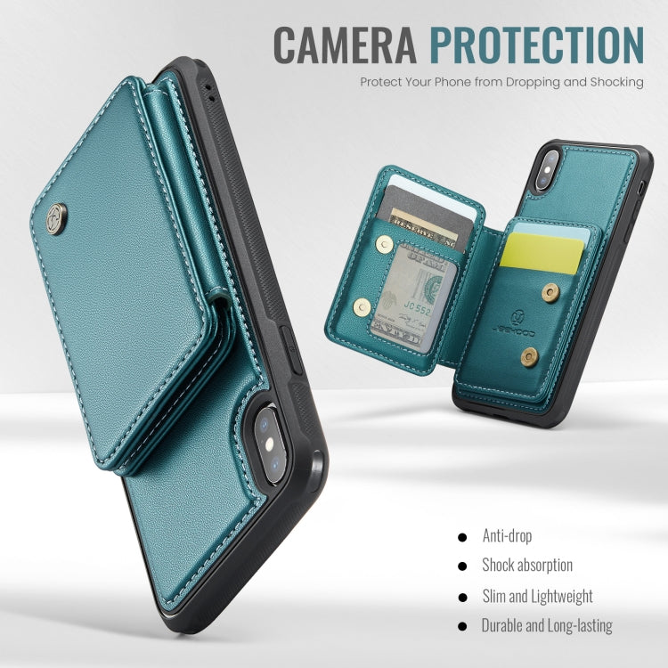 For iPhone X / XS JEEHOOD J05 Business Magnetic Style RFID Leather Phone Case(Blue Green) - More iPhone Cases by JEEHOOD | Online Shopping UK | buy2fix
