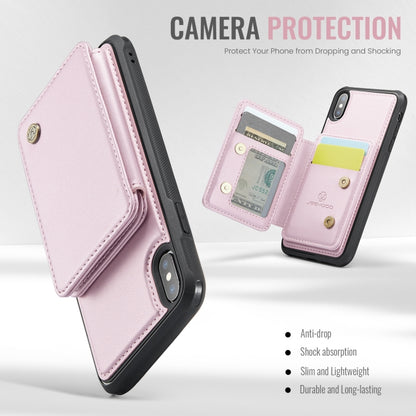 For iPhone X / XS JEEHOOD J05 Business Magnetic Style RFID Leather Phone Case(Pink) - More iPhone Cases by JEEHOOD | Online Shopping UK | buy2fix