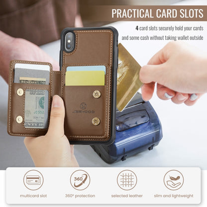 For iPhone X / XS JEEHOOD J05 Business Magnetic Style RFID Leather Phone Case(Brown) - More iPhone Cases by JEEHOOD | Online Shopping UK | buy2fix