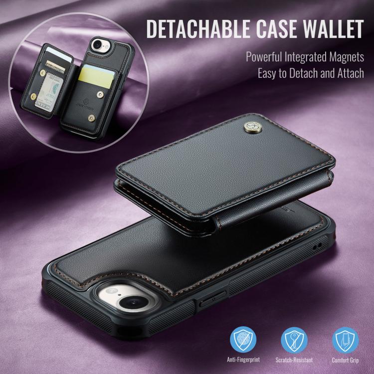 For iPhone 16e JEEHOOD J05 Business Magnetic Style RFID Leather Phone Case(Black) - iPhone 16e Cases by JEEHOOD | Online Shopping UK | buy2fix