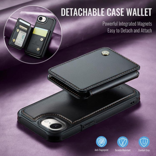 For iPhone 16e JEEHOOD J05 Business Magnetic Style RFID Leather Phone Case(Black) - iPhone 16e Cases by JEEHOOD | Online Shopping UK | buy2fix