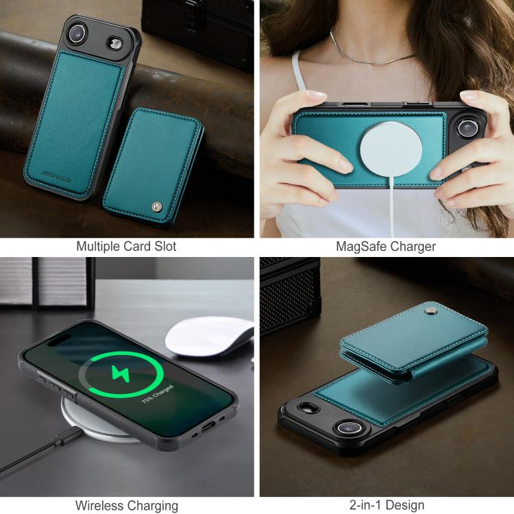 For iPhone Air JEEHOOD J05 Business Magnetic Style RFID Leather Phone Case(Blue Green) - iPhone Air Cases by JEEHOOD | Online Shopping UK | buy2fix