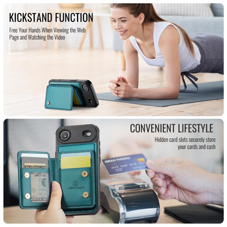 For iPhone Air JEEHOOD J05 Business Magnetic Style RFID Leather Phone Case(Blue Green) - iPhone Air Cases by JEEHOOD | Online Shopping UK | buy2fix