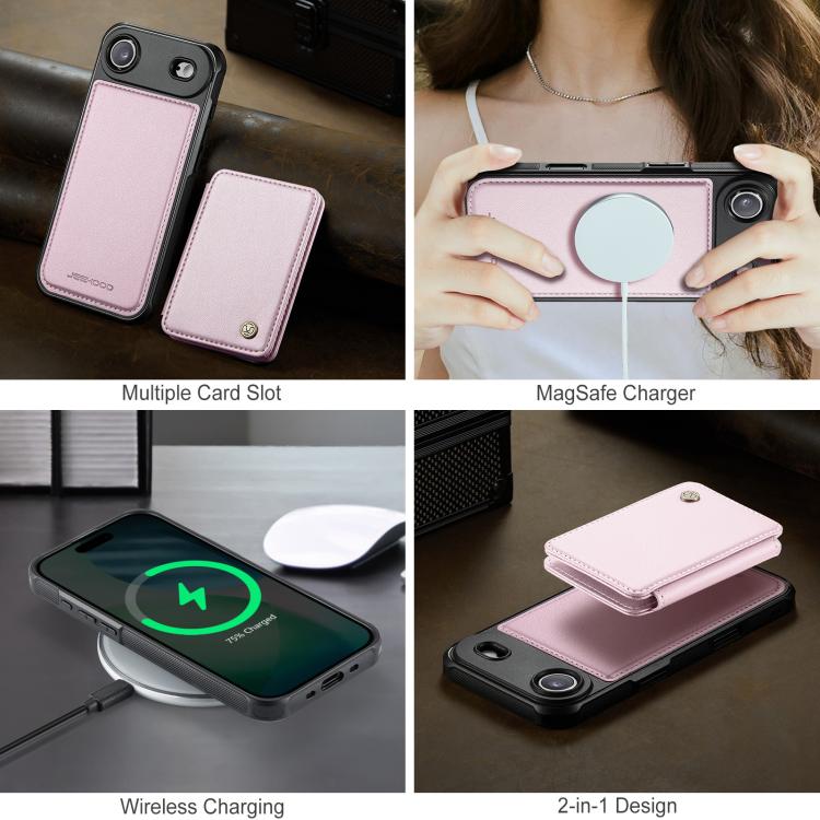For iPhone Air JEEHOOD J05 Business Magnetic Style RFID Leather Phone Case(Pink) - iPhone Air Cases by JEEHOOD | Online Shopping UK | buy2fix