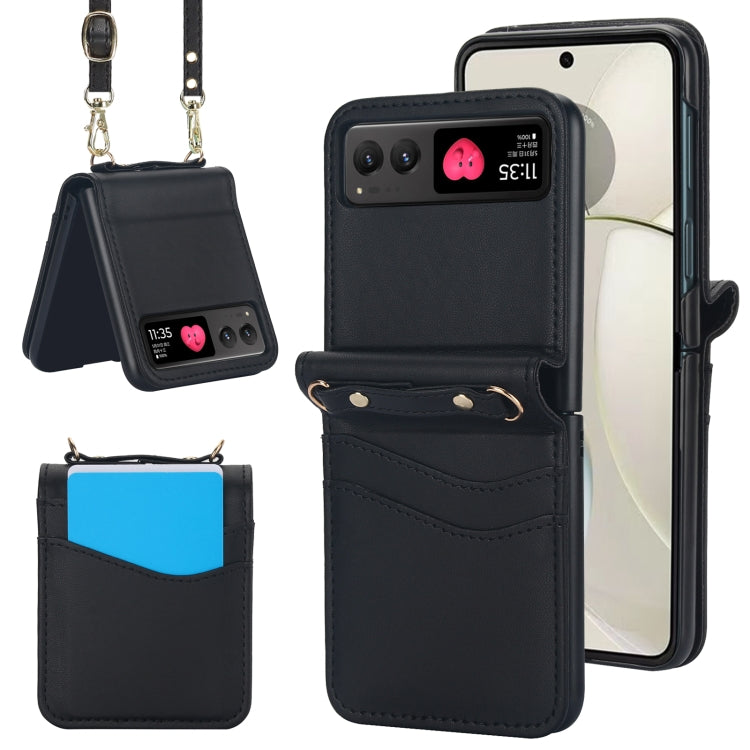 For Motorola Razr 40 Dual Card Slots Folding Phone Case(Black) by buy2fix
