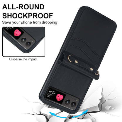 For Motorola Razr 40 Dual Card Slots Folding Phone Case(Black) by buy2fix