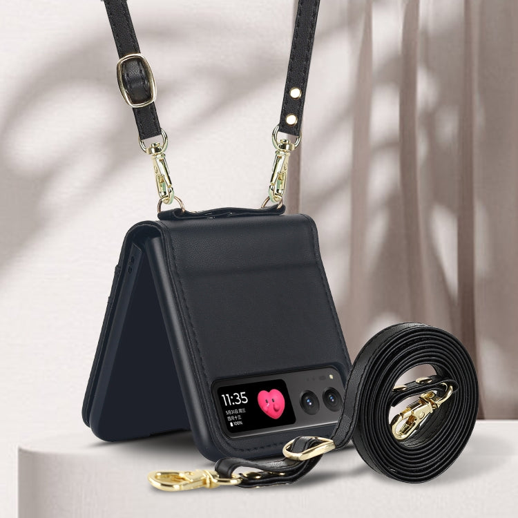 For Motorola Razr 40 Dual Card Slots Folding Phone Case(Black) by buy2fix