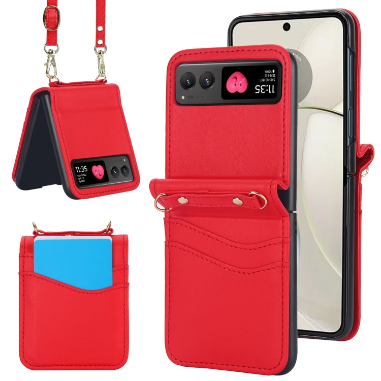 For Motorola Razr 40 Dual Card Slots Folding Phone Case(Red) by buy2fix