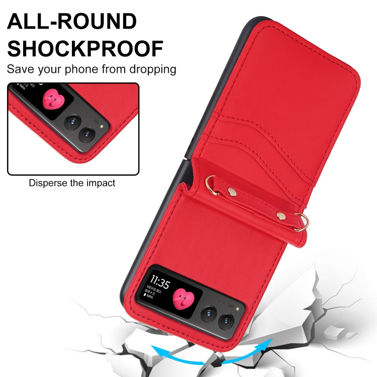 For Motorola Razr 40 Dual Card Slots Folding Phone Case(Red) by buy2fix