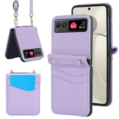 For Motorola Razr 40 Dual Card Slots Folding Phone Case(Purple) by buy2fix