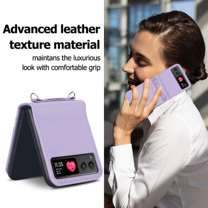 For Motorola Razr 40 Dual Card Slots Folding Phone Case(Purple) by buy2fix