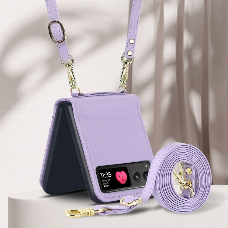 For Motorola Razr 40 Dual Card Slots Folding Phone Case(Purple) by buy2fix