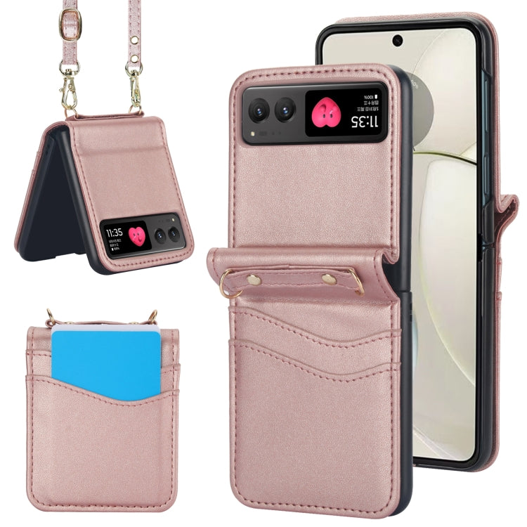 For Motorola Razr 40 Dual Card Slots Folding Phone Case(Rose Gold) by buy2fix