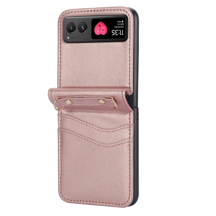 For Motorola Razr 40 Dual Card Slots Folding Phone Case(Rose Gold) by buy2fix