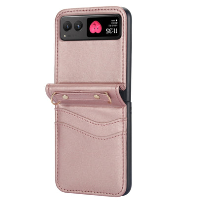 For Motorola Razr 40 Dual Card Slots Folding Phone Case(Rose Gold) by buy2fix