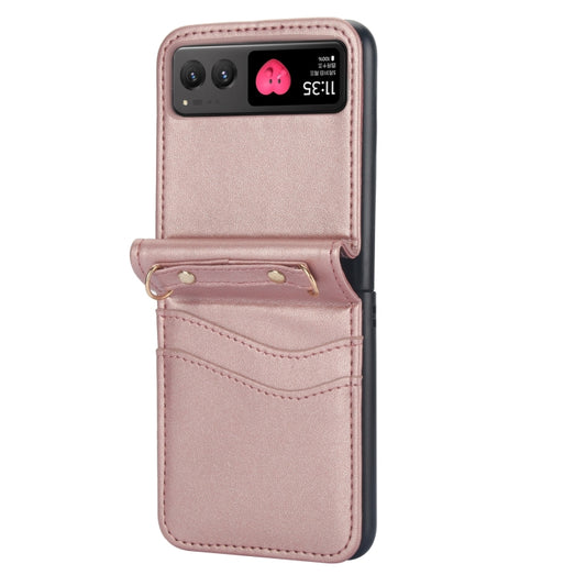 For Motorola Razr 40 Dual Card Slots Folding Phone Case(Rose Gold) by buy2fix