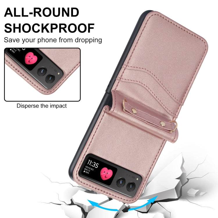For Motorola Razr 40 Dual Card Slots Folding Phone Case(Rose Gold) by buy2fix