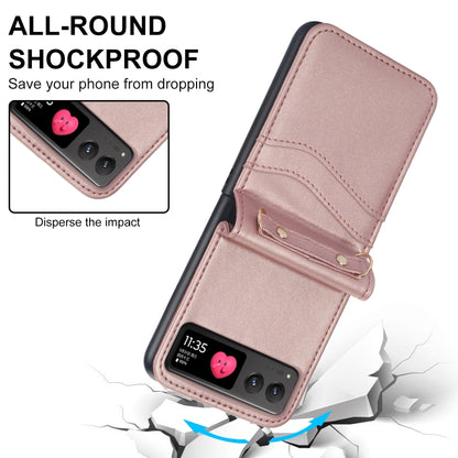For Motorola Razr 40 Dual Card Slots Folding Phone Case(Rose Gold) by buy2fix